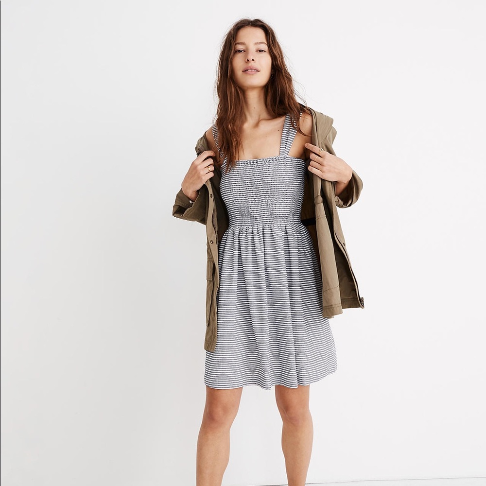 MADEWELL Texture & Thread Smocked Dress in Stripe